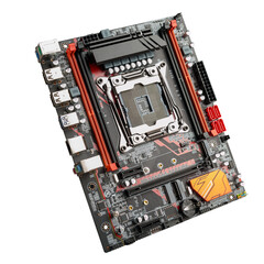 motherboard for high-performance computer computer hardware accessories, computer components for your own computer assembly, isolated on a white background close-up