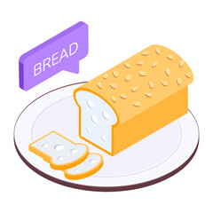 An isometric icon of fresh bread 