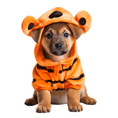 Cute puppy in halloween costume, no background