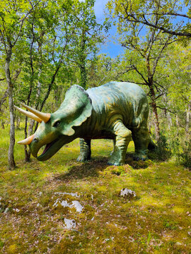 Lacave en Quercy. August 10,2023. Prehisto Dino Parc in Lacave en Quercy between Souillac and Rocamadour, Dordogne, France