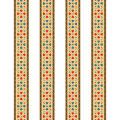 A red, blue, and yellow striped pattern on a white background