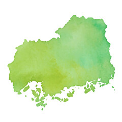 水彩風の広島県地図のイラスト