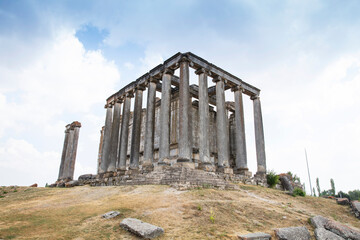 Fototapeta na wymiar Aizonai antic city ruins with Zeus temple. Aizanoi ancient city in Cavdarhisar, Kutahya, Turkey.