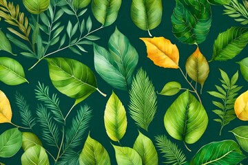 image of leafy wallpaper in light theme. AI Generative 