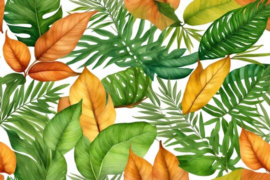 image of leafy wallpaper in light theme. AI Generative 