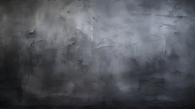 A background featuring sinister, dark walls with a subtle illumination, displaying a textured black concrete or cement surface.