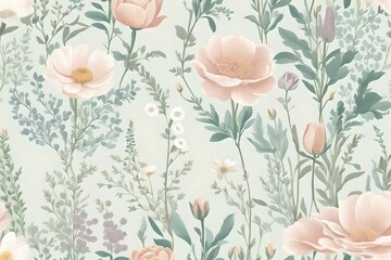 A beautiful floral design for fabric print. AI Generative  - obrazy, fototapety, plakaty