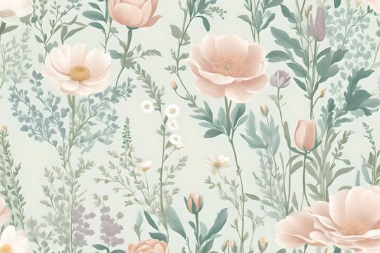 A beautiful floral design for fabric print. AI Generative 
