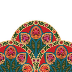 Photo of a beautifully carved floral headboard for a luxurious bedroom. A decorative headboard with flowers and leaves on it