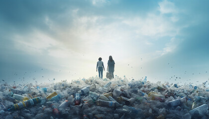 Plastic pollution is a global problem, created with ai - obrazy, fototapety, plakaty