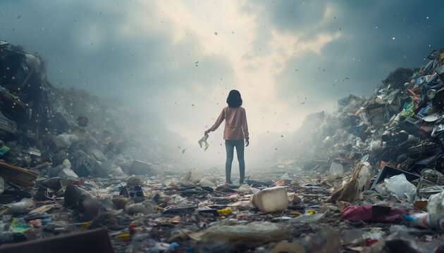 Plastic pollution crisis is a global problem, young generations, created with ai