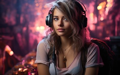 Professional gamer girl. Generative AI