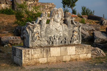 izonai antic city ruins with Zeus temple. Aizanoi ancient city in Cavdarhisar, Kutahya, Turkey.