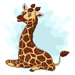 Cartoon funny little giraffe sitting © REYYARTS