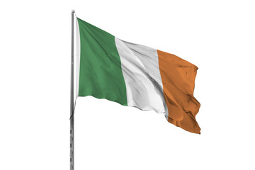 Waving Ireland flag ensign white background