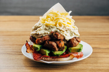 Arepa with many ingredients