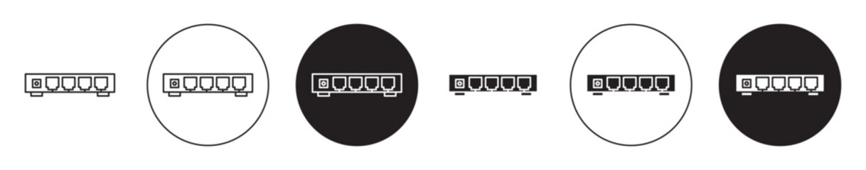 ethernet device vector icon set in black color. Suitable for apps and website UI designs - obrazy, fototapety, plakaty