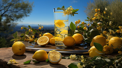 Lemons, thirst quenching fresh water and lemon