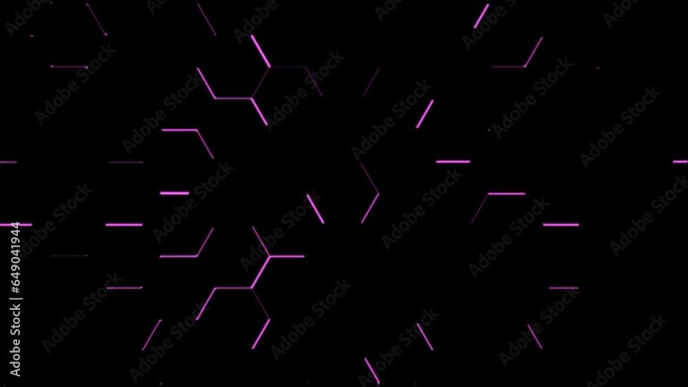 Poster flashing luminous multi-colored hexagons. abstract screensaver for intro. video background.