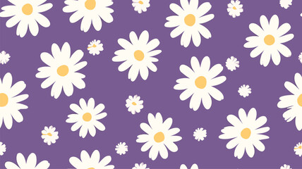 Floral pattern. Chamomile flowers on purple background. Pattern for textiles, home decor, curtains, napkins.