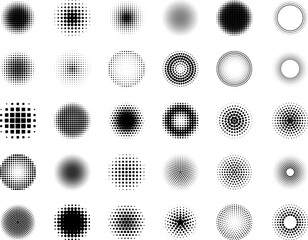 Pop art shadows. Geometric stylized dots textures for comic halftones backgrounds recent vector pictures set