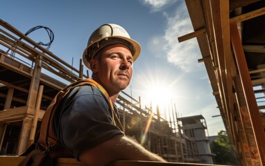 A construction worker on a construction site. Generative AI