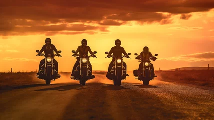 Foto op Plexiglas Group of motorcycle friends on the road driving  © Artofinnovation