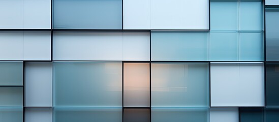 Close up of modern architecture in an industrial or office building with a metal wall glass door and a hi tech geometric steel structure featuring rectangles and parallel lines - obrazy, fototapety, plakaty