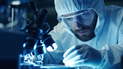 Scientist or lab technician working inside labratory