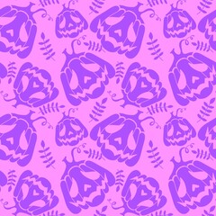 Halloween monsters seamless pumpkins pattern for autumn wrapping paper and fabrics and kids clothes print