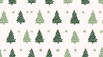 Simple vector christmas tree patterns. Stylized Christmas trees. Lovely print for the winter holidays