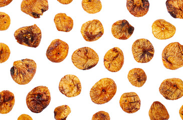 Dry figs isolated on white background, top view, clipping