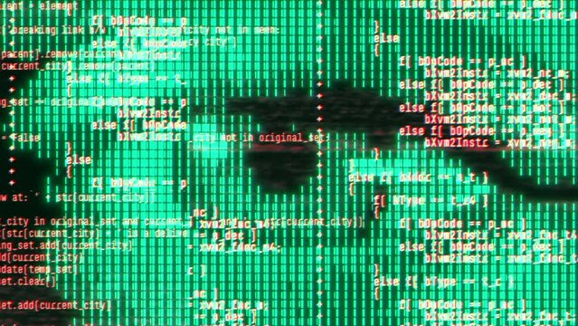 Green halftone digital cyber eye abstract background. Artificial intelligence and futuristic big data technology. Binary coding and spying concept