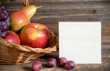 Fall Decoration with Fruits and Copyspace
