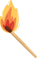 Burning matchstick. Match stick with fire vector illustration