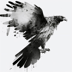 墨絵　鷹