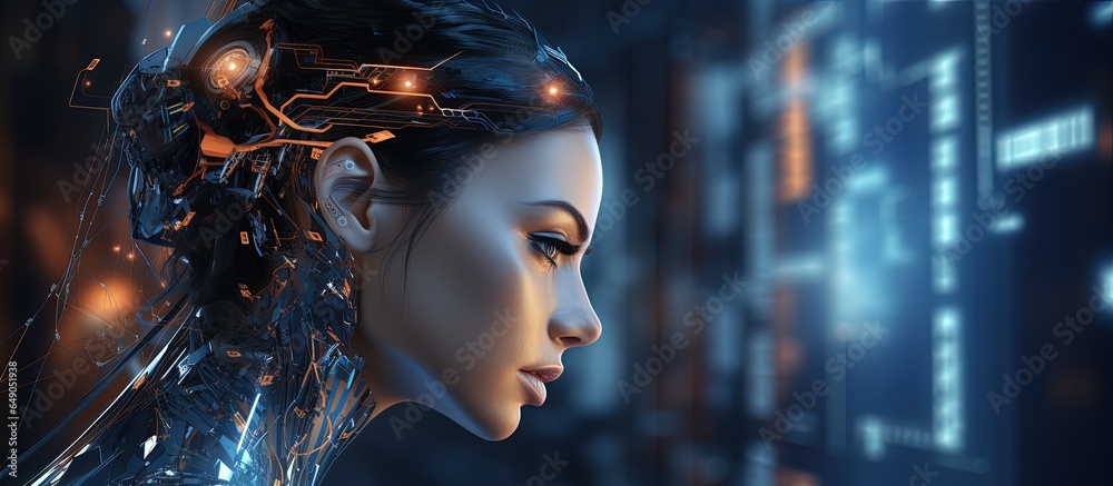 Poster ai machine learning and modern computer technologies with copyspace for text