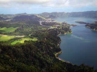 Fototapeta na wymiar Sete Cidades Caldeira aerial view, Sao Miguel, Azores