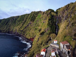 Scenic cliffs near Arnel lighthouse, Nordeste, Azores