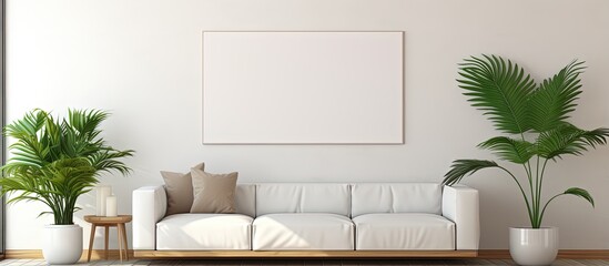 a contemporary interior with an empty frame