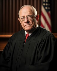 Obraz premium A retired judge known for his stern yet fair judgements works to advocate for a more rehabilitative approach in sentencing, believing that criminals too can reform and contribute positively