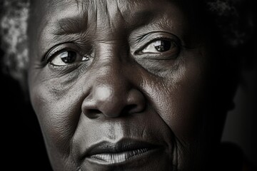 Obraz premium A heavyset African American woman with a gentle countenance that hints at the hardships shes faced. Still, her calming presence serves as a pillar of strength for those around her in the