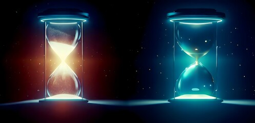 time lapse of hourglass on black