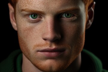 Obraz premium A man with piercing emerald eyes and fair skin, is notable for his leadership in a campaign for more neurodiversity representation in the film industry. His dedication for this cause is