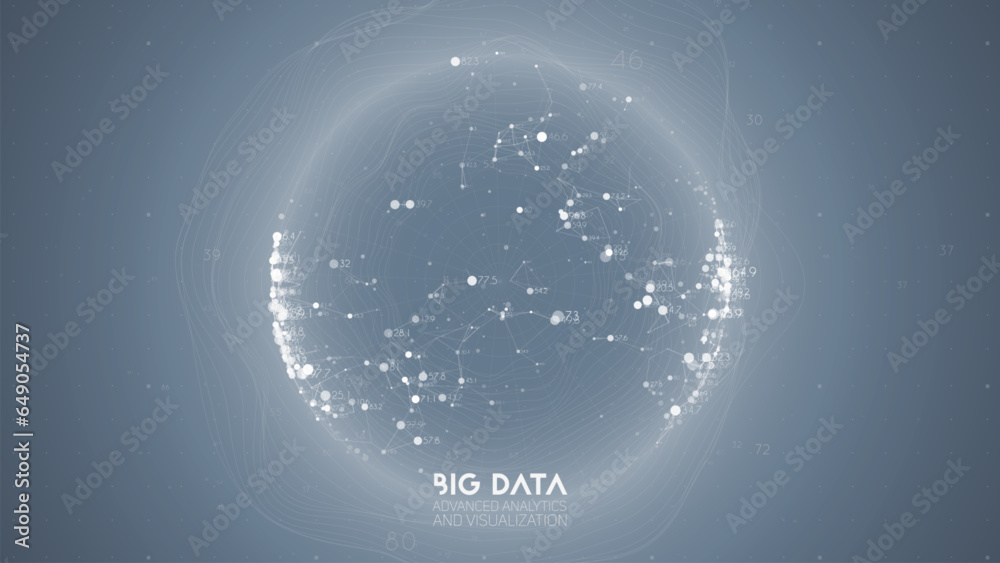 Poster Big data visualization. Futuristic infographic. Information aesthetic design. Visual data complexity. Complex data threads graphic visualization. Abstract data graph.