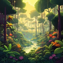 beautiful jungle illustration
