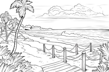 Beach coloring sheet
