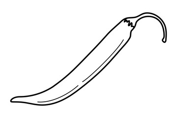 Outline drawing of hot chili pepper. Mexican traditional spicy food. Design for coloring book page