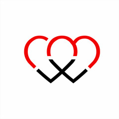 Two hearts logo design with cloud concept with the letter W.