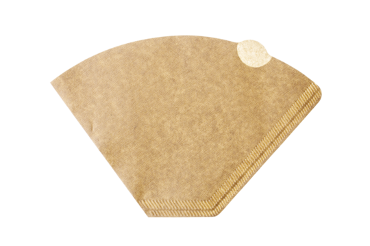 paper coffee filter, top view on transparent background